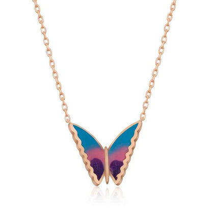 Minimal Butterfly Women's Rose Plated Silver Necklace