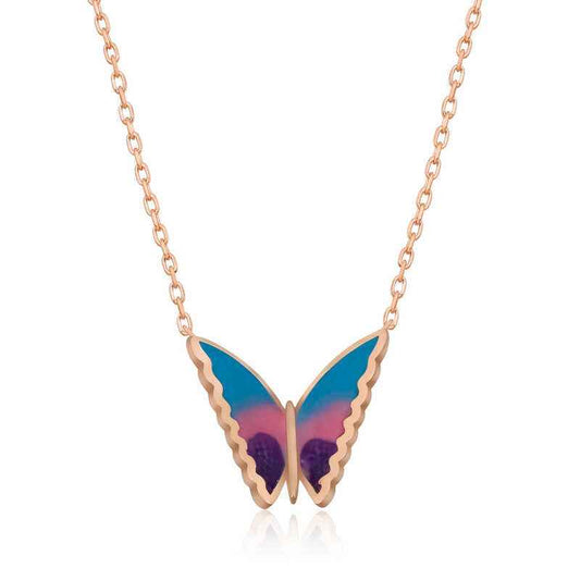 Minimal Butterfly Women's Rose Plated Silver Necklace