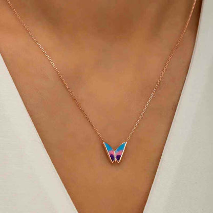 Minimal Butterfly Women's Rose Plated Silver Necklace