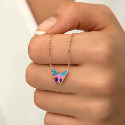 Minimal Butterfly Women's Rose Plated Silver Necklace