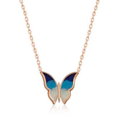 Minimal Butterfly Women's Rose Plated Silver Necklace