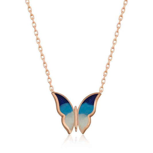 Minimal Butterfly Women's Rose Plated Silver Necklace