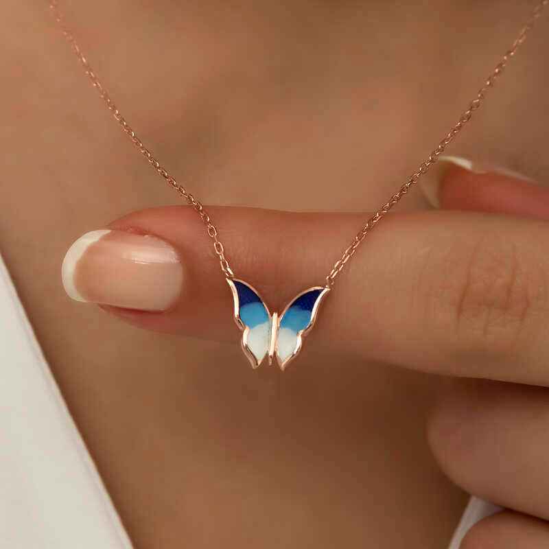 Minimal Butterfly Women's Rose Plated Silver Necklace