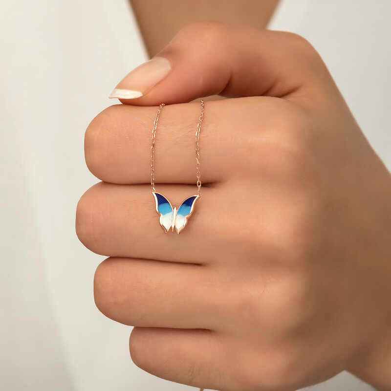 Minimal Butterfly Women's Rose Plated Silver Necklace