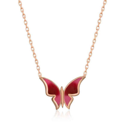 Minimal Butterfly Women's Rose Plated Silver Necklace