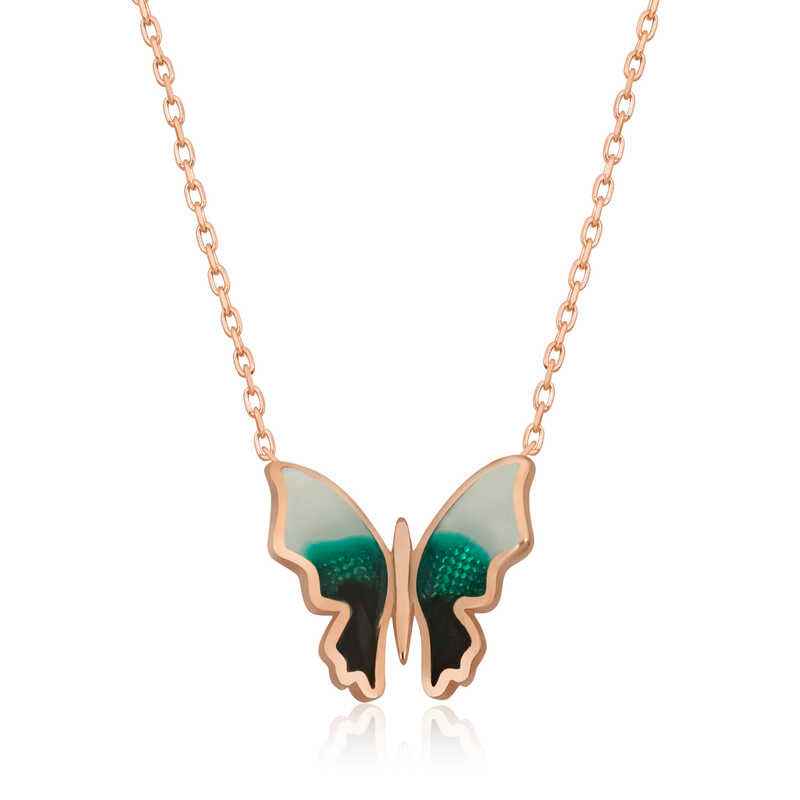 Minimal Butterfly Women's Rose Plated Silver Necklace