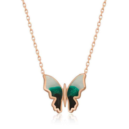 Minimal Butterfly Women's Rose Plated Silver Necklace