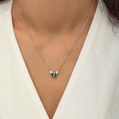 Minimal Butterfly Women's Rose Plated Silver Necklace