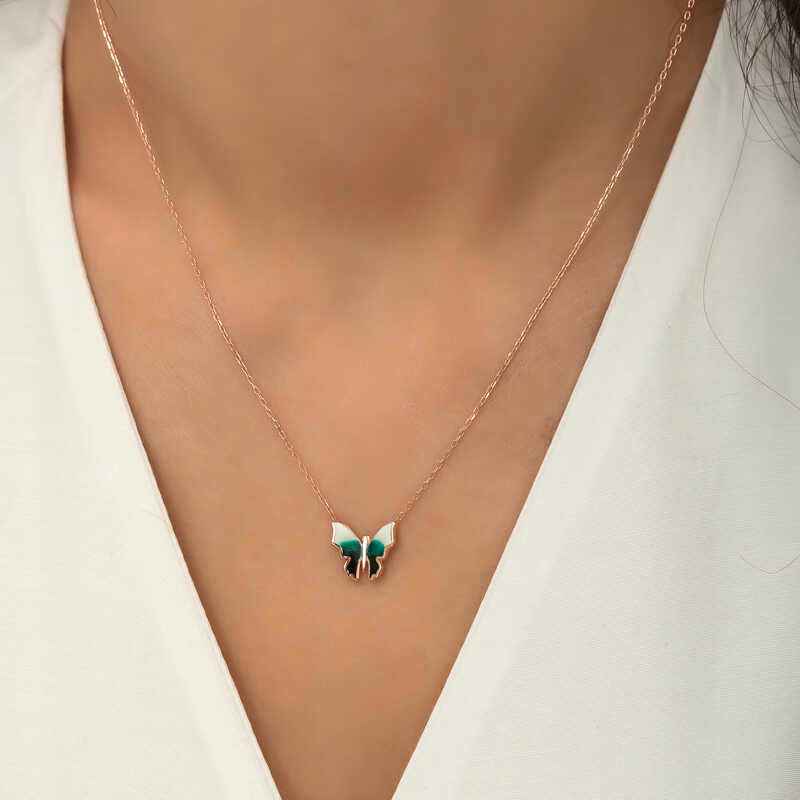 Minimal Butterfly Women's Rose Plated Silver Necklace