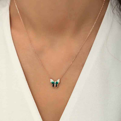 Minimal Butterfly Women's Rose Plated Silver Necklace