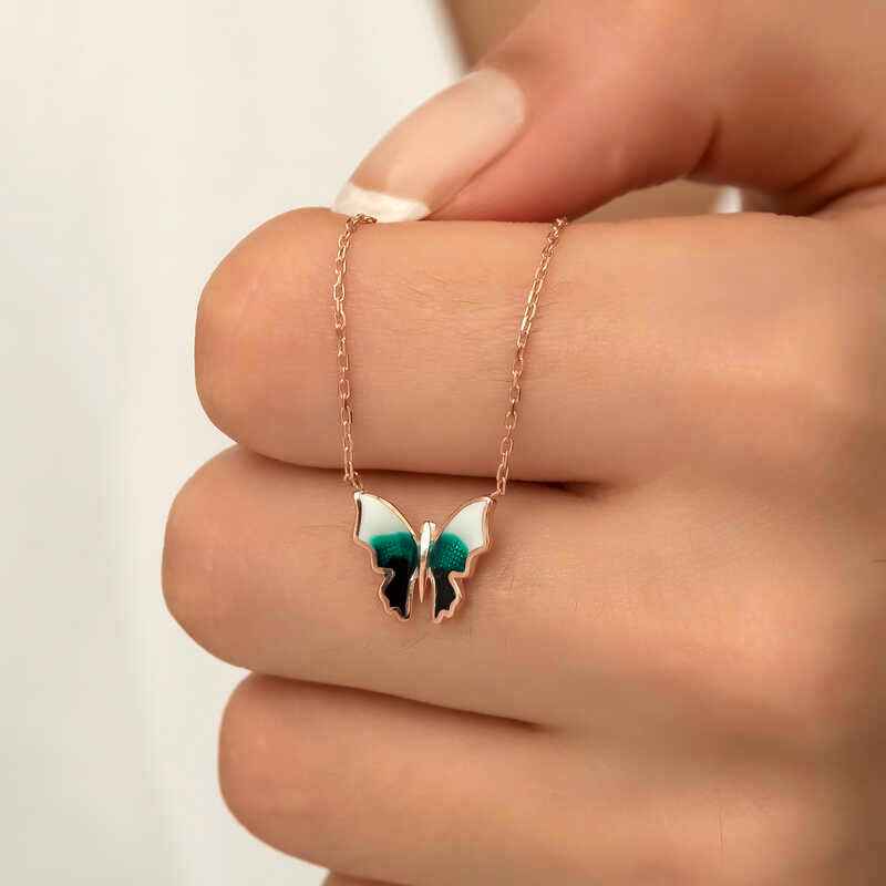 Minimal Butterfly Women's Rose Plated Silver Necklace