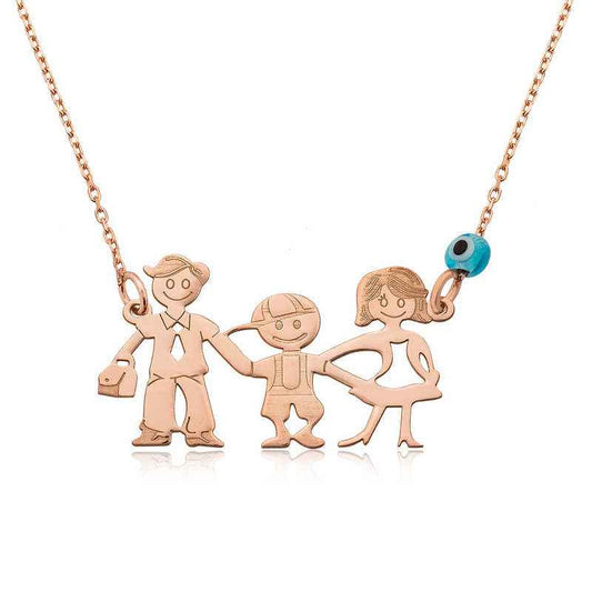Happy Family Women's Rose Plated Silver Necklace