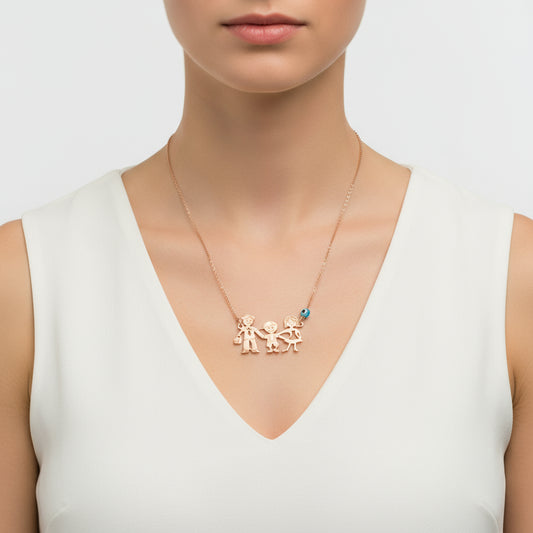 Happy Family Women's Rose Plated Silver Necklace