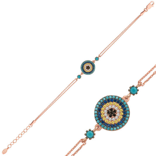 Bracelet en argent plaqué rose pour femme contre le mauvais œil