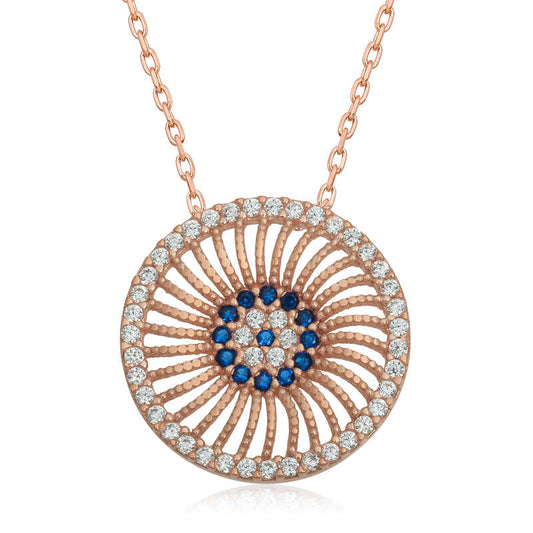 Collier en argent plaqué rose pour femme contre le mauvais œil