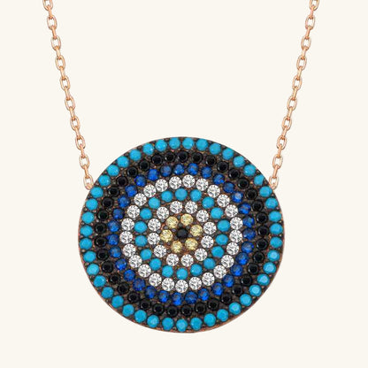 Rose Plated Evil Eye Women's Silver Necklace