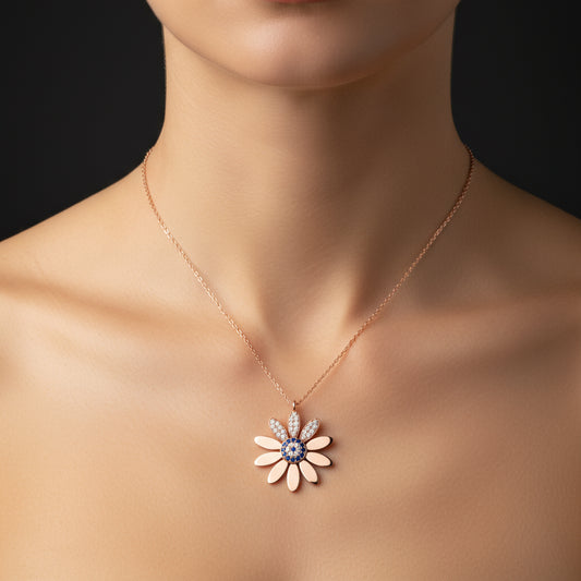 Rose vergoldet Evil Eye Daisy Damen Silber Halskette