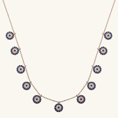 Rose Plated Evil Eye Luck Women's Silver Necklace