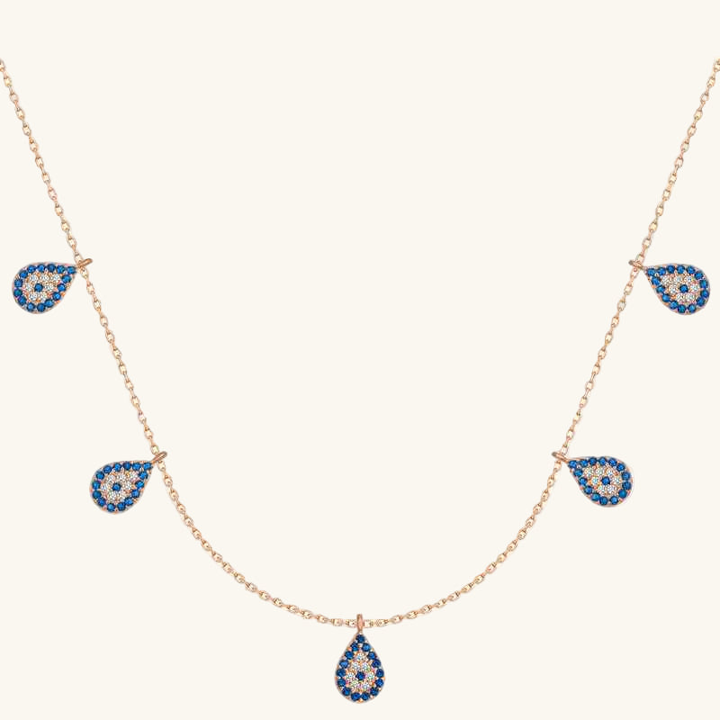 Rose Plated Evil Eye Luck Women's Silver Necklace