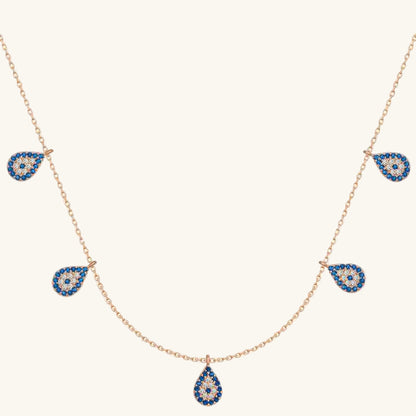 Rose Plated Evil Eye Luck Women's Silver Necklace