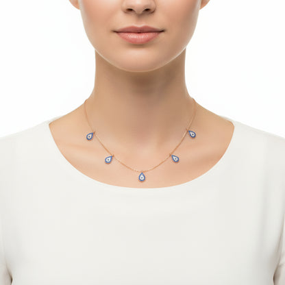 Rose Plated Evil Eye Luck Women's Silver Necklace