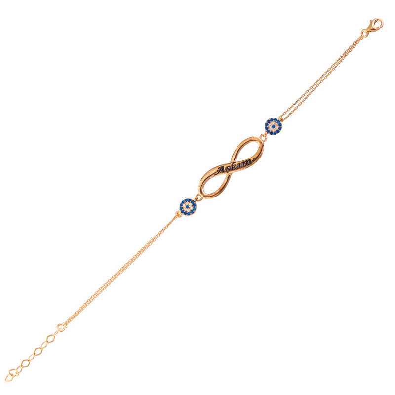 Rose Plated Evil Eye Infinity Love Women's Silver Bracelet