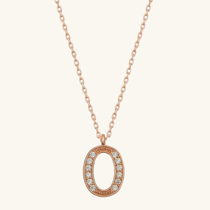 Rose Plated O Letter Women's Silver Necklace