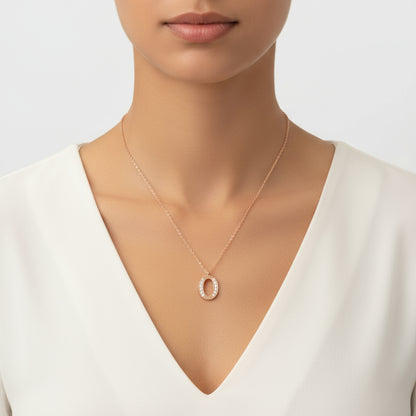 Rose Plated O Letter Women's Silver Necklace