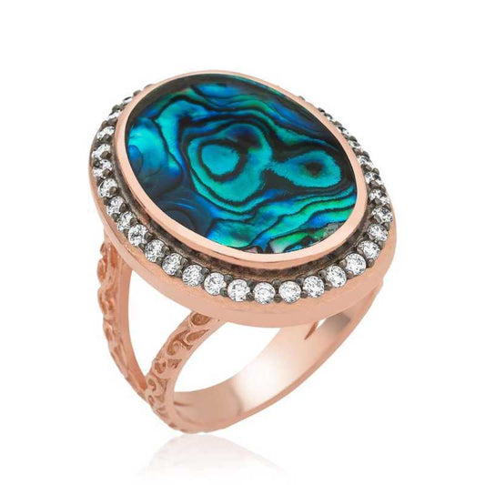 Bague en argent plaqué rose et nacre océan pour femme