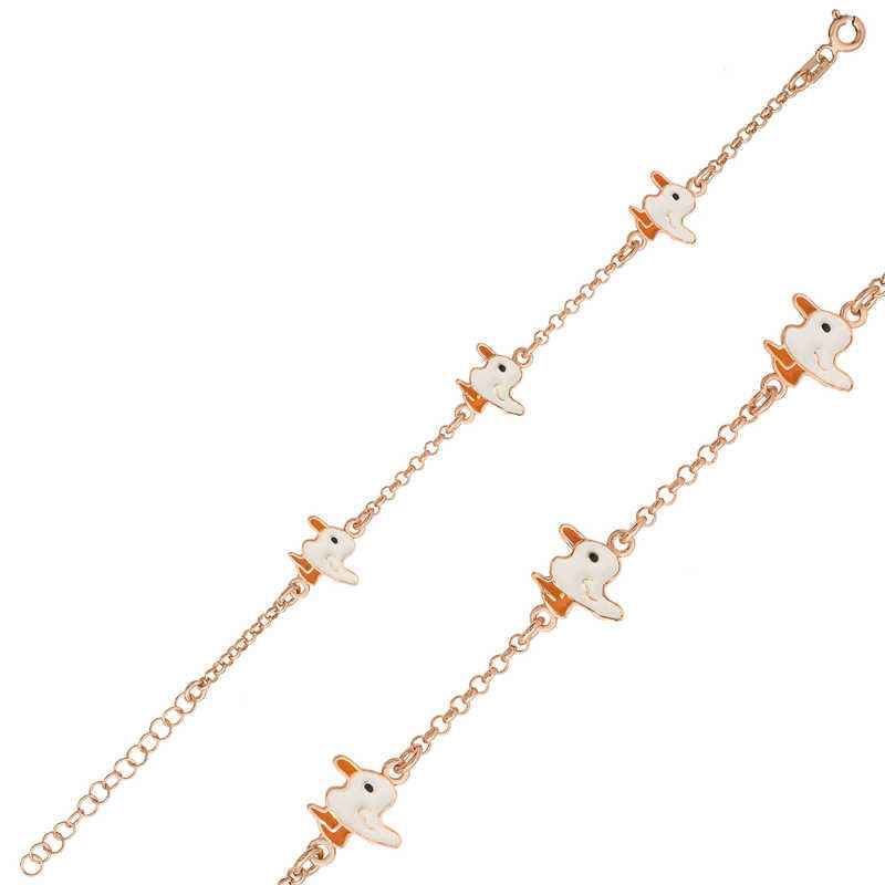 Rose Plated Duck Children's Silver Bracelet