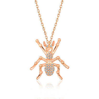 Rose Plated Spider Women's Silver Necklace