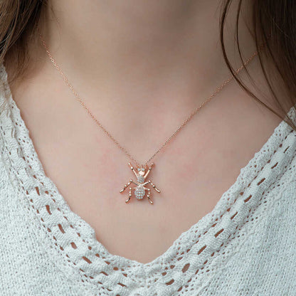 Rose Plated Spider Women's Silver Necklace