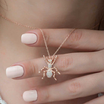 Rose Plated Spider Women's Silver Necklace