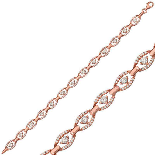 Oval Waterway Rose Plated Women's Silver Bracelet