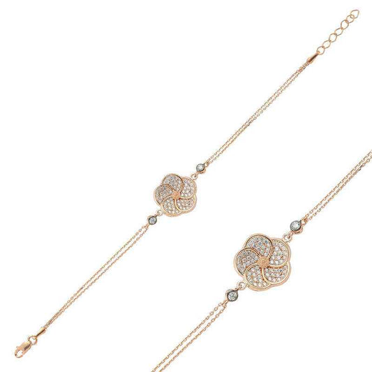 Rose Gold Plated Daisy Women's Silver Bracelet