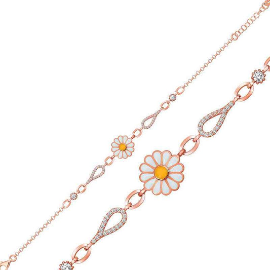 Rose Plated Daisy Women's Silver Bracelet