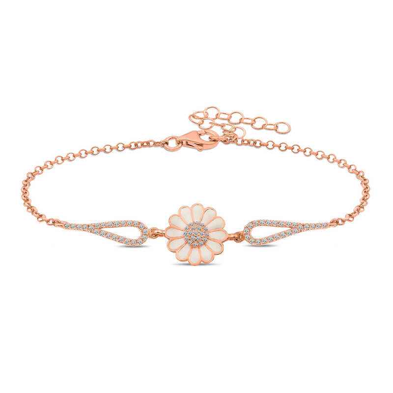 Rose Plated Daisy Women's Silver Bracelet