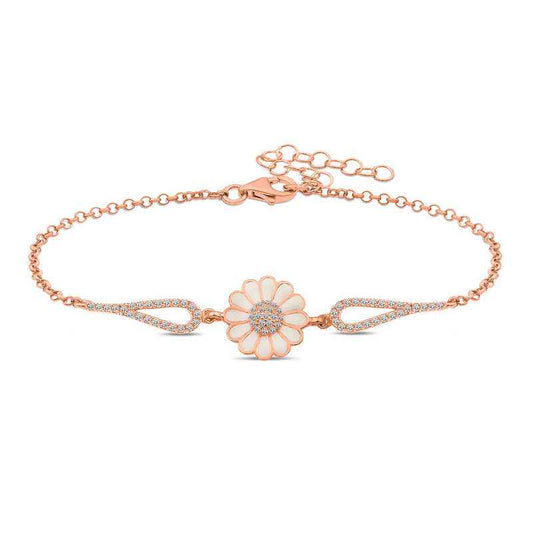 Rose Plated Daisy Women's Silver Bracelet