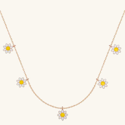 Rose Plated Daisy Luck Women's Silver Necklace