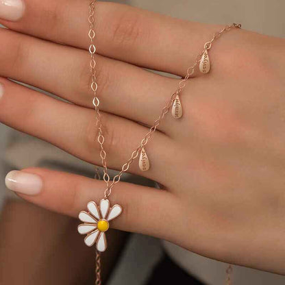 Rose Plated Daisy "He Loves Me, He Loves Me Not" Women's Silver Necklace