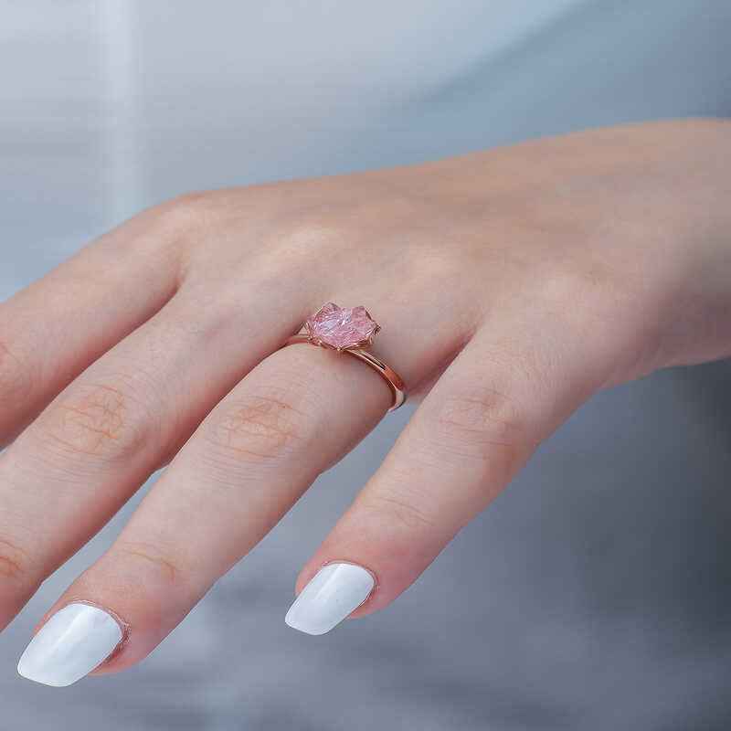 Pink Lotus Flower Rose Plated Silver Ring