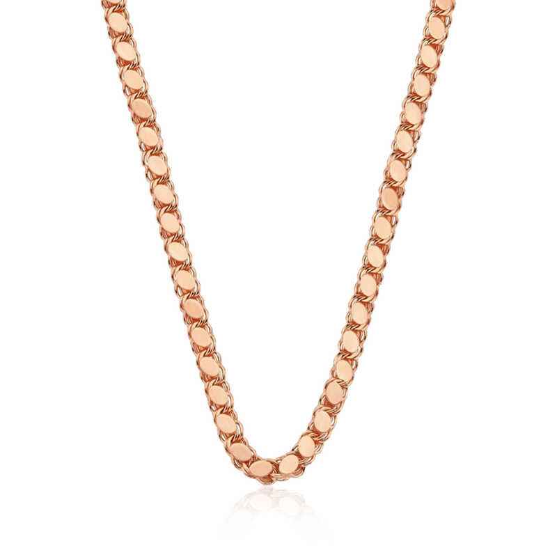 Rose Plated Beaded Barley Chain Silver Necklace