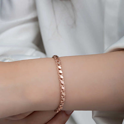 Rose Gold Plated Beaded Chain Women's Silver Bracelet