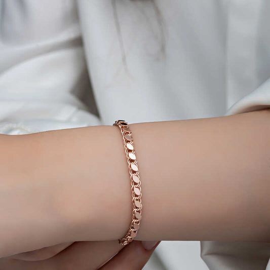 Rosévergoldetes Damen-Silberarmband mit Perlenkette