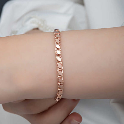 Rose Gold Plated Beaded Chain Women's Silver Bracelet