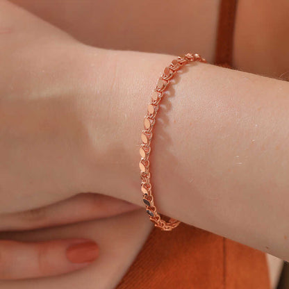 Rose Gold Plated Beaded Chain Women's Silver Bracelet