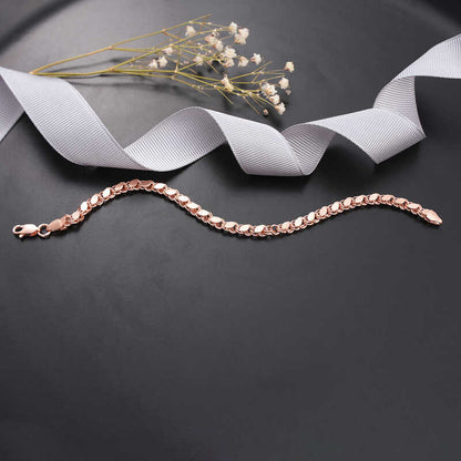 Rose Gold Plated Beaded Chain Women's Silver Bracelet