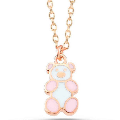 Rose Colored Teddy Bear Women's Silver Pendant