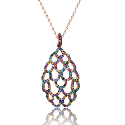 Rose Colored Women's Silver Necklace