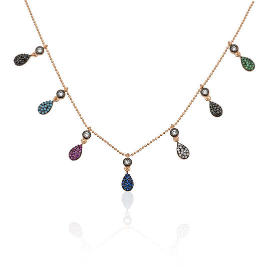 Rose Colored Women's Luck Silver Necklace